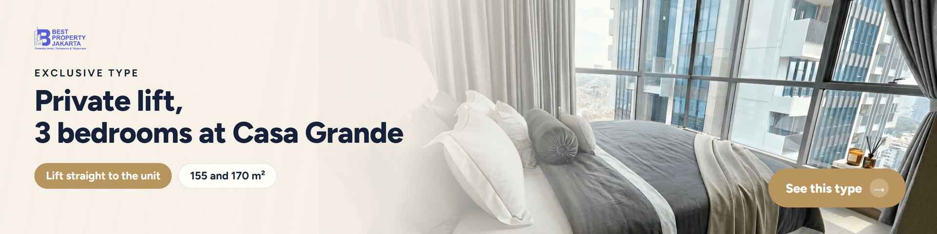 Casa Grande Residence private lift type, 3 bedrooms