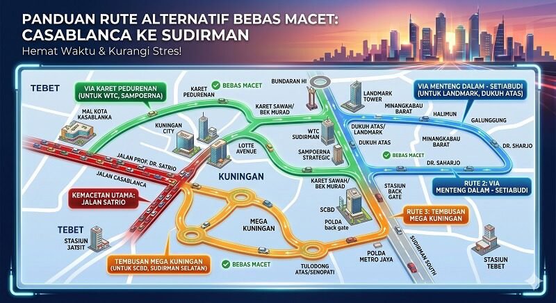 Rute Alternatif Bebas Macet Menuju Sudirman dari Jalan Casablanca