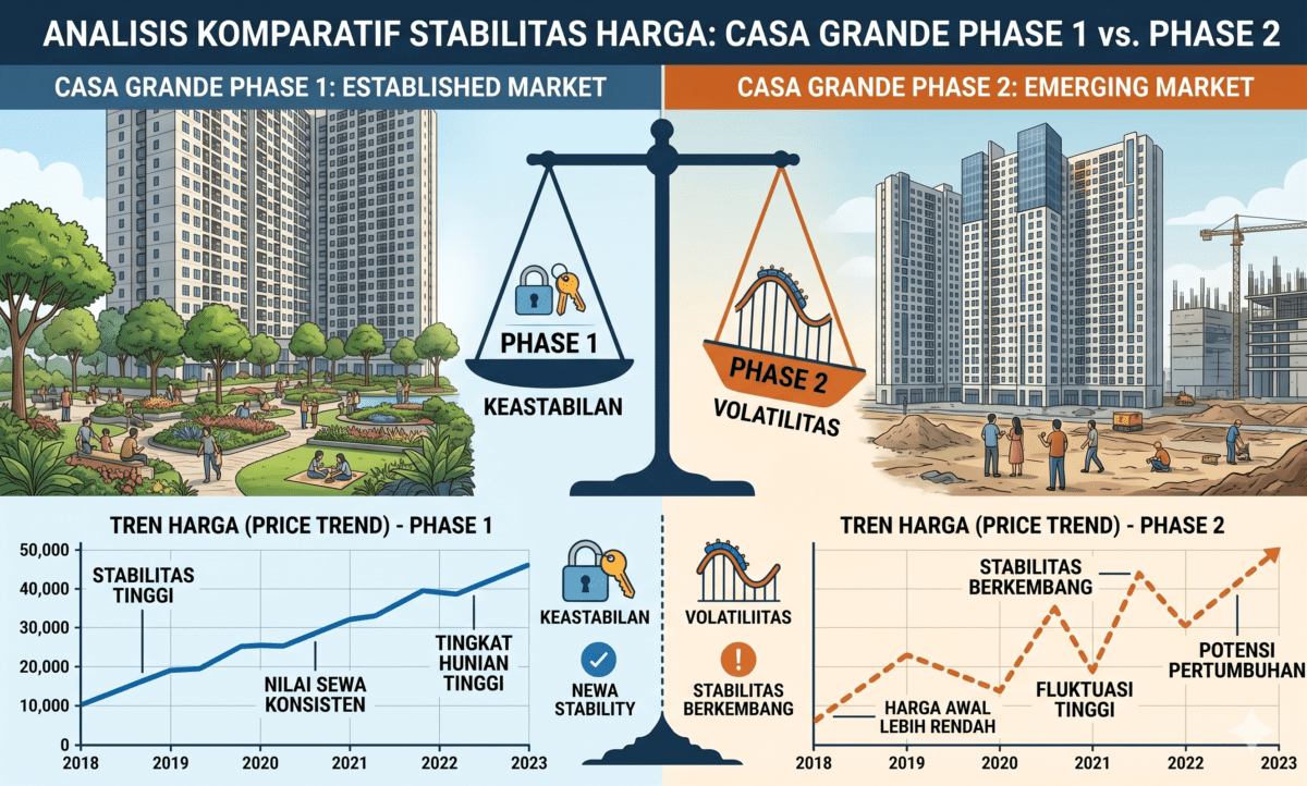 Komparatif Stabilitas Harga Casa Grande Phase 1 vs Phase 2