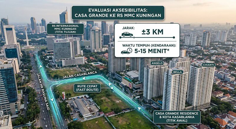 Jarak dan Akses Casa Grande Residence Menuju RS Internasional MMC Kuningan