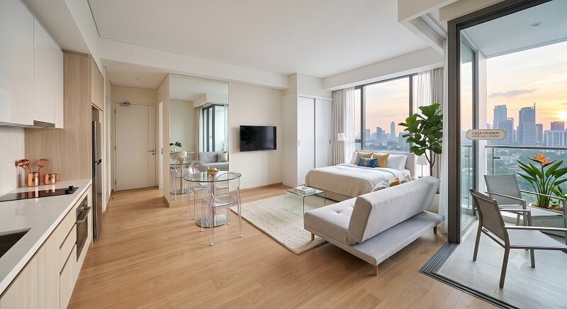 Ruang Studio di Apartemen Casa Grande Residence agar Terlihat Luas