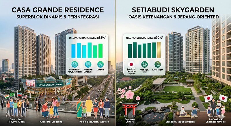 Komparasi Tingkat Hunian (Okupansi) Casa Grande Residence vs Setiabudi Skygarden