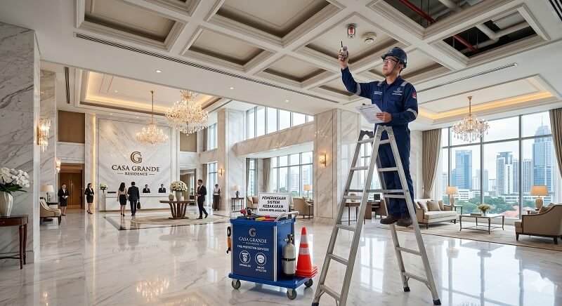 Instalasi Pemadam Kebakaran Sprinkler dan Smoke Detector di Apartemen Casa Grande Residence