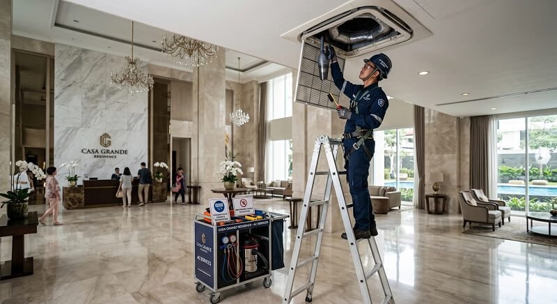 Expert Perawatan AC Central Lobi Casa Grande Residence