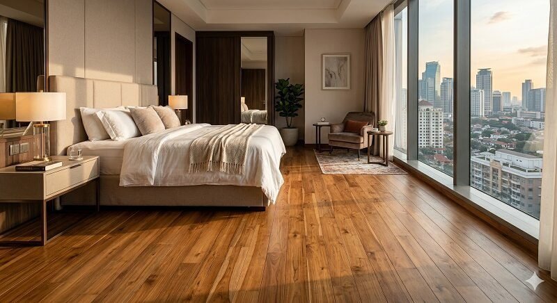 Keistimewaan Lantai Parket Kayu Solid pada Kamar Tidur Casa Grande Residence