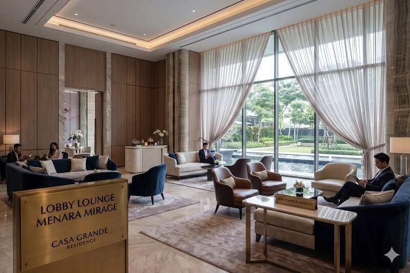 Eksklusivitas Lobby Lounge yang Tenang di Tower Mirage Casa Grande Residence