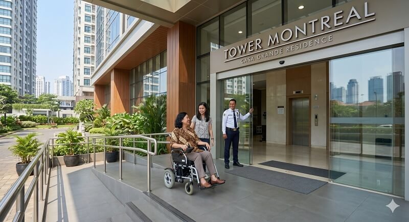 Akses Kursi Roda dan Fasilitas Ramah Difabel di Tower Montreal Casa Grande Residence