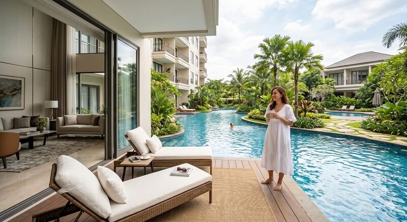 Sensasi Direct Pool Access di Tower Mirage Casa Grande Residence
