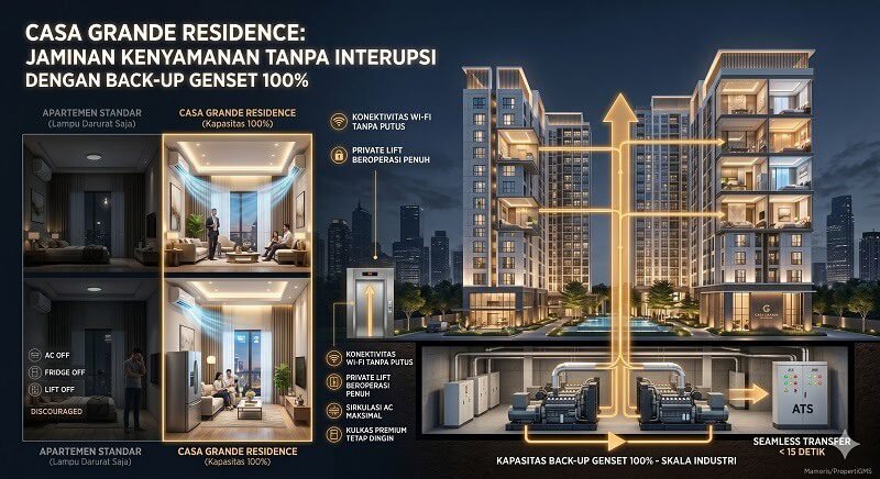 Kapasitas Back-Up Genset 100% Saat Pemadaman Listrik PLN Apartemen Casa Grande